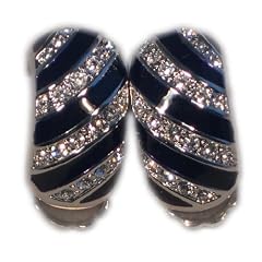 Traveller� Schmuck Ohrclip Halbcreole blau emailiert - rhodiniert mit Swarovski-Kristallen