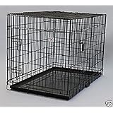 Extra Large 48" Folding Pet Dog Cat Crate Cage Kennel With Plastic Tray *Black*