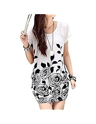 Round Neck Cotton/Polyester/Spandex Off the Shoulder Short Sleeves Mini Dress 