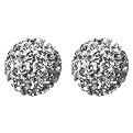 Sterling Silver Crystal Ball Stud Earring - White