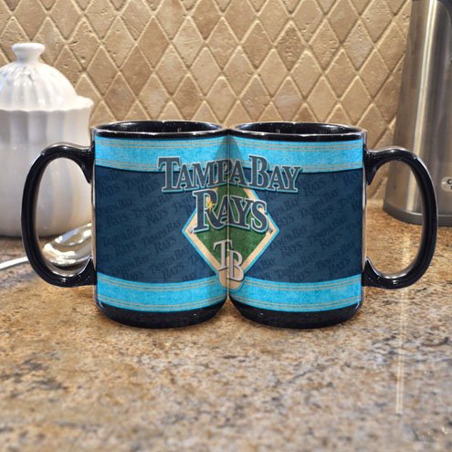 MLB Tampa Bay Rays 15-Ounce Black Felt Mug (2 Pack)