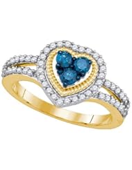 0.77CTW BLUE DIAMOND FASHION HEART RING