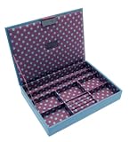 Medium Blue & Pink Polka Dot Top Stacker Jewellery Tray -Lid