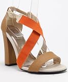 Qupid Immortal-05 Criss Cross Open Toe Chunky Heel Sandal ORANGE