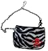 Womens Zebra Print Zip Coin Purse with Red Skull