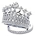 .925 Sterling Silver Cubic Zirconia Crown Tiara 2 Band Set Ring