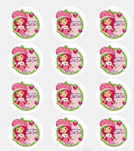 Edible Cake Topper Or Cupcake Topper Strawberry Shortcake Decor