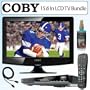 Coby TFTV1525 15.6 In. Wide Screen ATSC Digital LCD TV/Monitor Bundle With JWin JDVD522 5.1 Channel DVD Player & TV Accessories