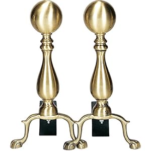 Solid Antique Brass Medium Ball Andiron