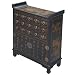 Handmade Oriental Furniture - 39" Antique Style Black Leather Medicine Chest Style Buffet / Cabinet