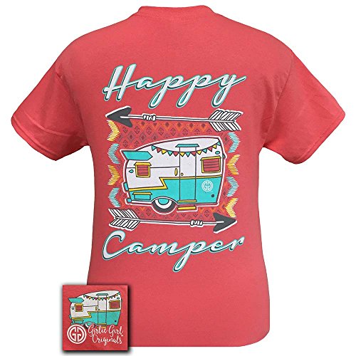 Girlie Girl Originals Happy Camper T-Shirt Coral Silk