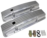 1958-86 Chevy Small Block 283-305-327-350-400 Short Polished Aluminum Valve Covers - Full Finned