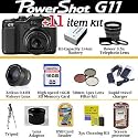 Canon Powershot G11 10.0 Megapixels Digital Camera With "Supreme Edition Accessory Kit" Package Includes 16GB Memory, 0.40X Fisheye Lens, 3.5X Telephoto Lens, Filters, Extra battery, Rapid Charger + Much More
