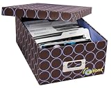 Creative Options Soft-Sided 700-751 Photo Organizer File Box Chocolate with Periwinkle Circles 11.25L x 8.125W x 4.5H