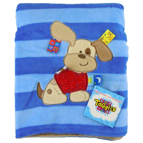 Taggies Blue Stripe Dog Applique Blanket Picture