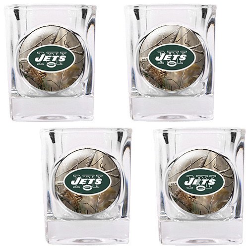 NFL New York Jets Open Field Four Piece Square Shot Glass Set