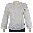 Kurti Dress in India Clothes Cotton Chikan Embroidery Size XS (ctop398)