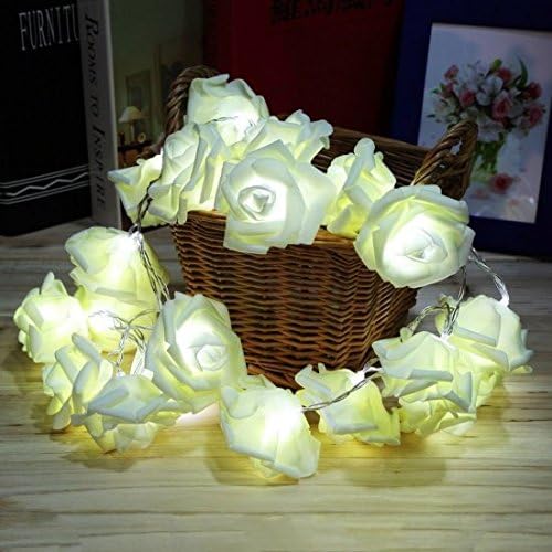 Battery Operated 20LED Pink Rose Flower Fairy Light Garden Wedding Bedroom Decor