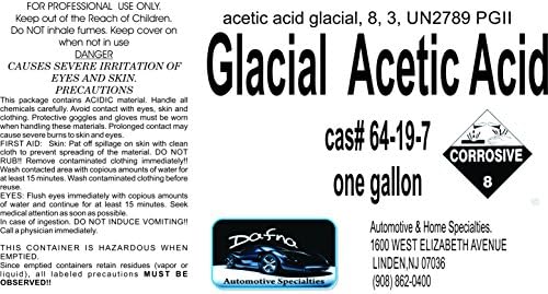 Acetic Acid Glacial 99.7% Min - High Purity Vinegar - 4 Gallons - Tech Grade