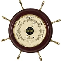 Nautical Weather Barometer Ships Wheel in Deep Cherry by West and Company