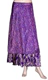 Vintage Reversible Purple Boho Bollywood Two Layer Sexy Silk Sari Gypsi Wrapround Skirt for Ladies Rajrang India