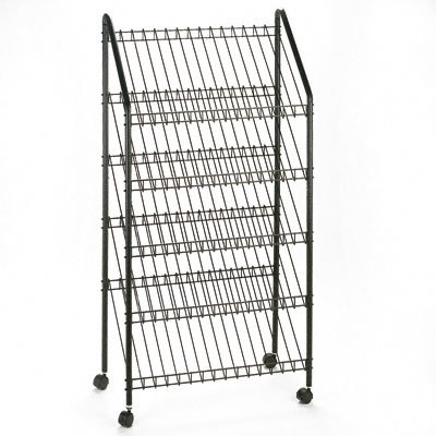Buy Mobile Literature Rack, Angled Shelves, 15-1/2″x32″x63-5/8″, Charcoal SAF4129CH