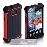 Yousave Accessories SA-EA01-Z323 Etui en silicone + Film Protection + Tissu de Polissage Micro Fibre pour Samsung Galaxy S2 i9100 Rouge / Noirpar Yousave Accessories