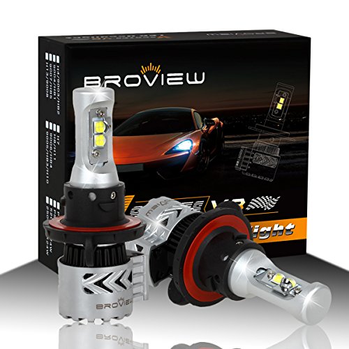 BROVIEW V8 LED Headlight Bulbs w/ Clear Arc-Beam Kit 72W 12,000LM 6500K White Cree LED Headlight Conversion for Replace HID & XENON Headlights 2 Yr Warranty – (2pcs/set)(H13 9008)