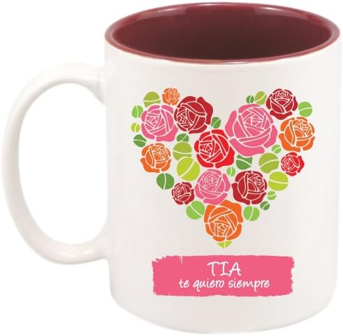 Aunt Mug in Spanish (Tia) Rose Heart - 15 oz. with Gift Box