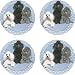 Kitchen & Housewares : Set of Four Poodle Ambiance Coasters - Style vpa8