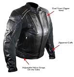 Ladies Armored Black Leather Motorcycle Jacket