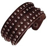 Studded Brown Leather Double Wrap Bracelet, 6 to 7 Inches