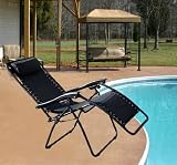 New Case of (2) Black Zero Gravity Chairs Recliner Lounge Patio Chairs Folding