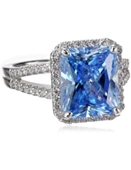 Myia Passiello "Cocktail Ring" Emerald Cut Swarovski Zirconia Fancy Blue Ring