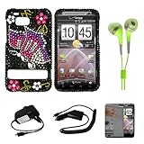 Full Diamond Black Case with Rainbow Butterfly Design Rhinestone Diamante 2 ....