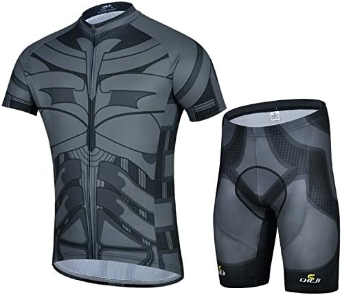 Mountain Hills Men's Bike Jersey Breathable & Wearable Quick Dry Anti-sweat Short Sleeve Batman Cycling Suit (Size XL)