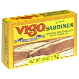 Vigo Sardines Skinless and Boneless in Soybean Oil, 4 3/8-Ounce Cans (Pack of 10)