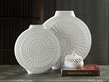 Barclay Butera Desert Collection Embossed Design Round Ceramic Vase