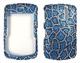 Blue Black Leopard Full Diamond Rhinestones Bling Design - Snap On Hard Cover Protector Faceplate Case for Blackberry Curve 8300 8310 8320 8330 + Mirror LCD Screen Guard Film (Ship in Cardboard Box)