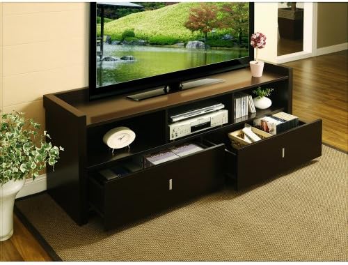 IKKCO Entertainment Console, This brown entertainment console displays your television in style. The sleek, low-profile design fits well with most contemporary decor. Three compartments and two drawers provide you with enough space for your media collection and accessories (Red Cocoa)