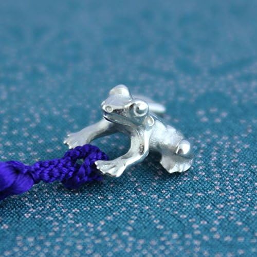 Tiny Green Frog Netsuke[strap with Figurine] of Sterling Silver