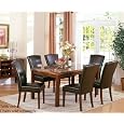 Dining Table with Faux Marble Top Dark Brown Finish
