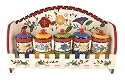 5PC SPICE RACK W/ WOOD RACK W/ HOOKSFRUTTI DECOR
