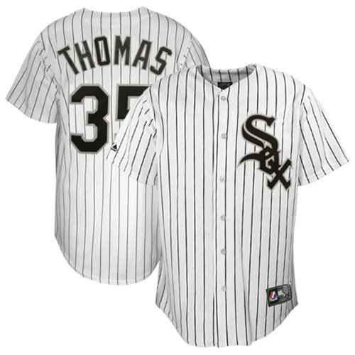 Frank Thomas Jersey: Adult Majestic Home Pinstripe Replica #35 Chicago White Sox Jersey