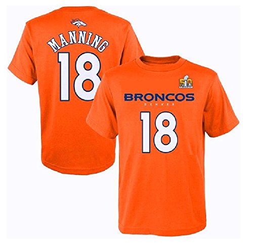 Peyton Manning #18 Denver Broncos NFL Youth Super Bowl 50 Name and Number T-Shirt