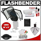 Rogue FlashBender Bendable Large Positionable Flash Reflector / Snoot with Attachment Belt + Canon Cleaning Accessory Kit for EOS 7D, 5D, 50D, Rebel XS, XSi, T1i, T2i Digital SLR Cameras with Speedlite 430EX & 580EX II