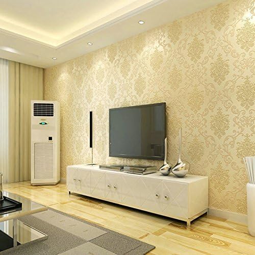 Xefeel Luxury European Style 3D Non-woven Fabrics Wallpaper for Home Bar Wall Decoration,Beige by Xefeel