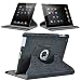 ATC 360 Degrees Rotating Imitation Embossment Flower Skin Leather Premium Protective iPad Case Compatible with Apple iPad 2 2nd Generation 3G Tablet, WIFI Model, 16GB, 32GB, 64GB-Black