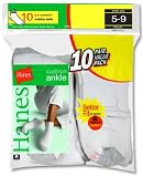 Hanes Cushioned Womens Athletic Socks - Ankle White 5-9