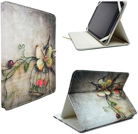 TaylorHe Cover for iPad Air / iPad Air 2 / Samsung Galaxy Tab 3 10.1 Folio Case 3 Level Stand Padded Canvas Beautiful Prints Vintage Butterfly Floral